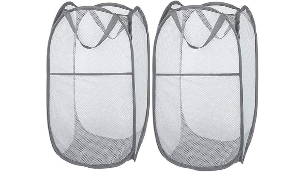 gray collapsible mesh laundry hampers