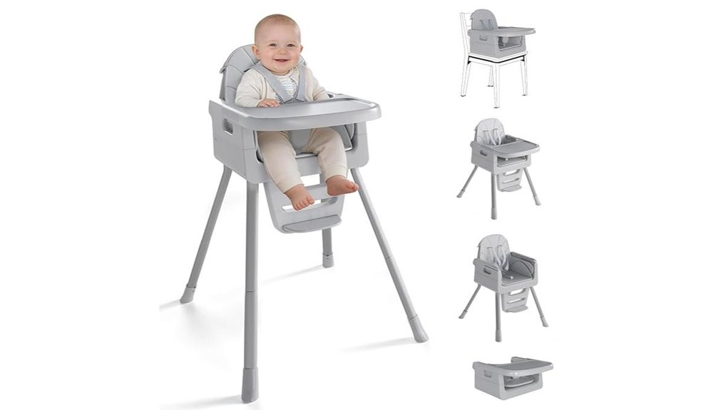 gray foldable adjustable baby highchair