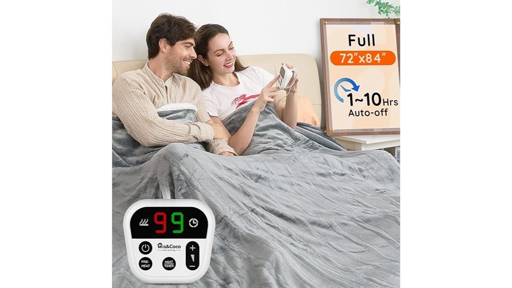 gray full size heated flannel blanket