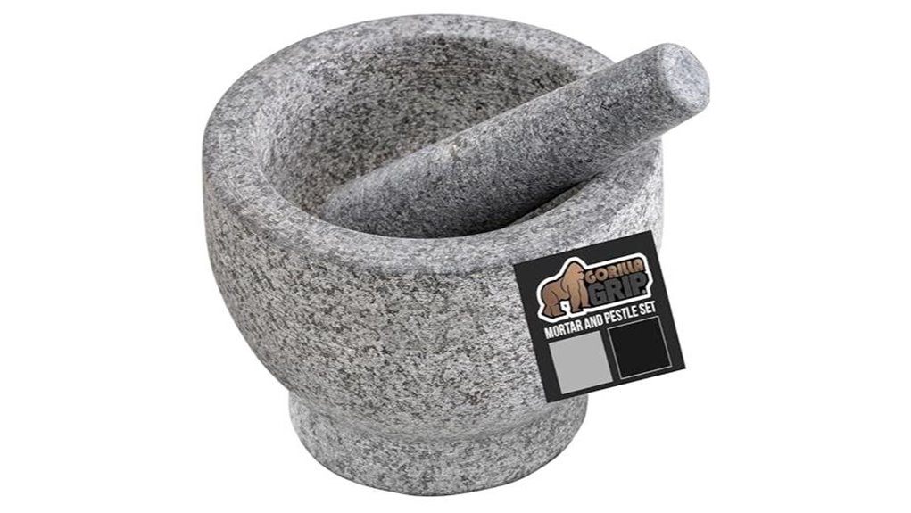 gray gorilla grip granite mortar pestle
