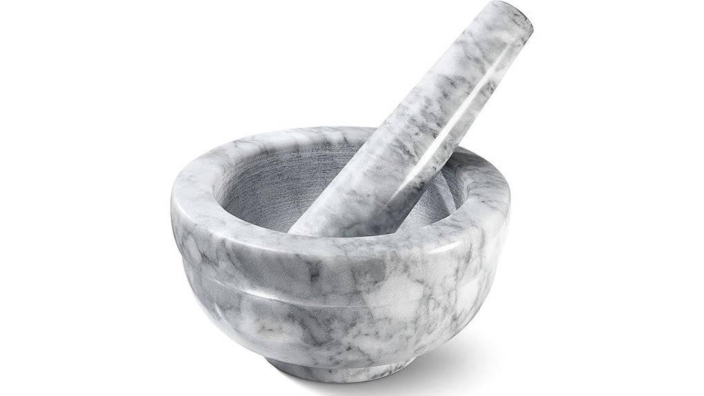gray marble mortar and pestle