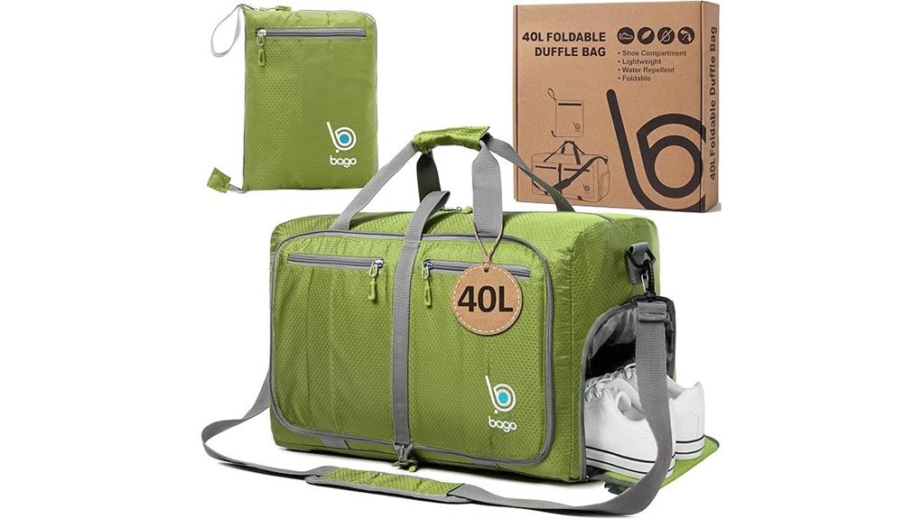 green 40l foldable travel duffel
