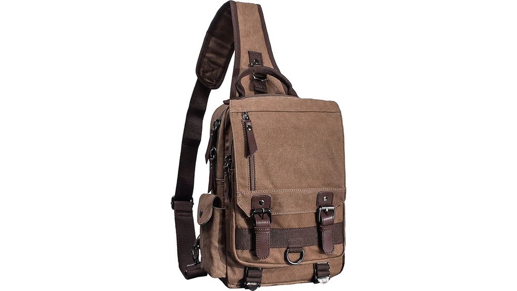 green canvas crossbody sling backpack