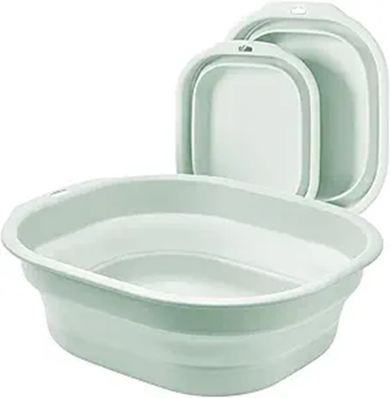 green collapsible two pack basins
