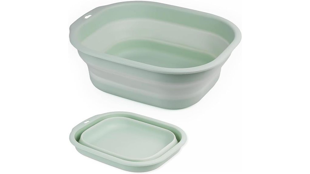 green collapsible wash basins