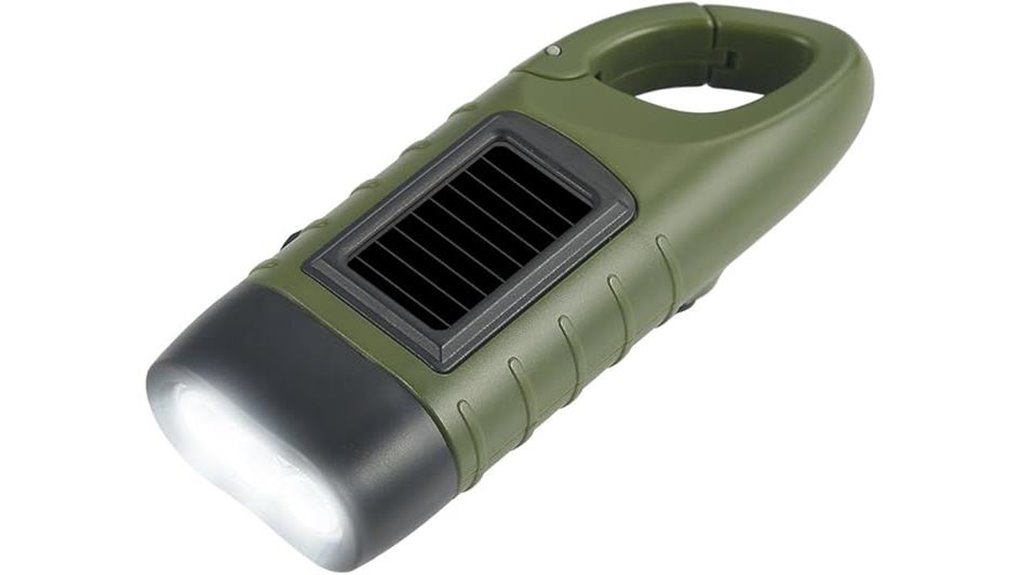 green hand crank solar flashlight