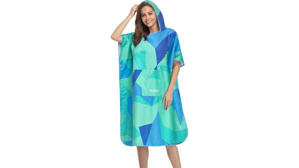 green hooded beach poncho