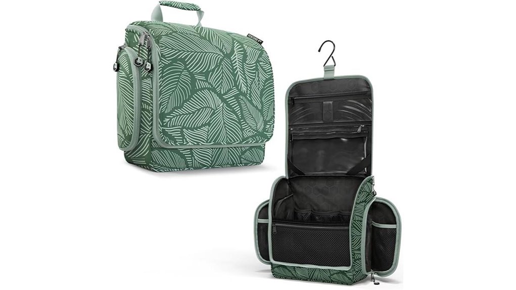 green leaves hanging toiletry bag