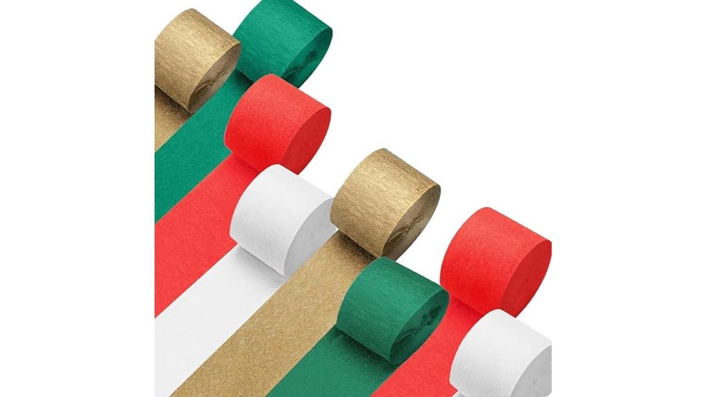 green red gold crepe streamers