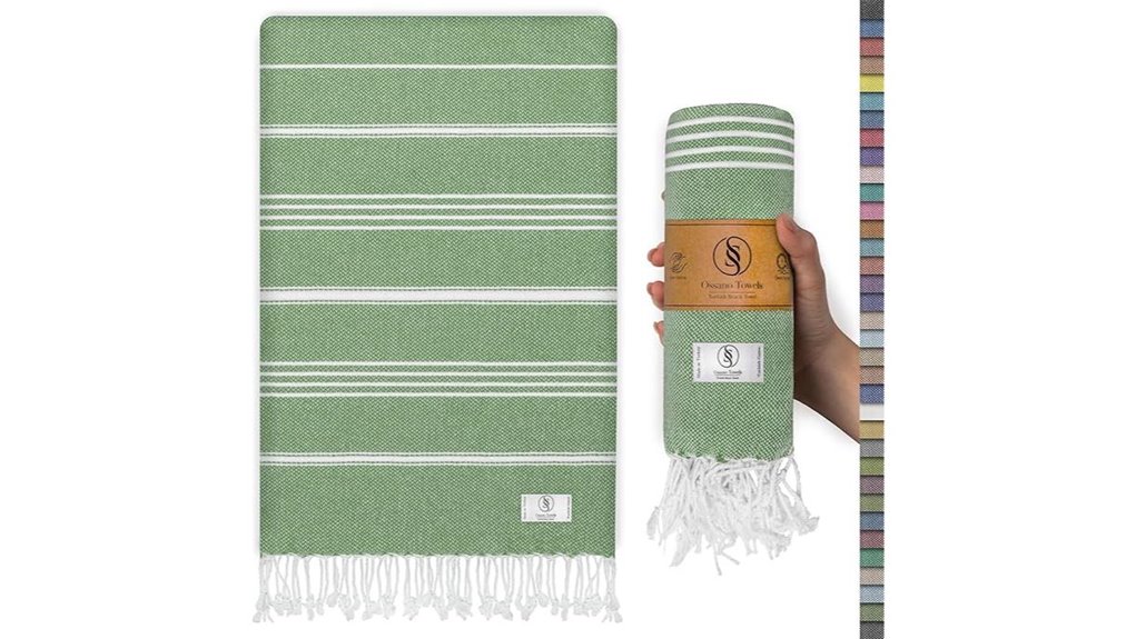 green turkish quick dry towel
