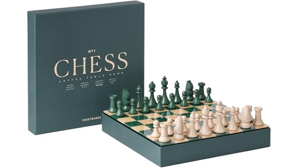 green wooden chess set