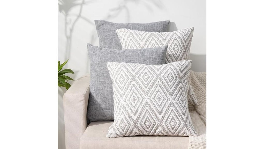grey 17x17in farmhouse pillow covers