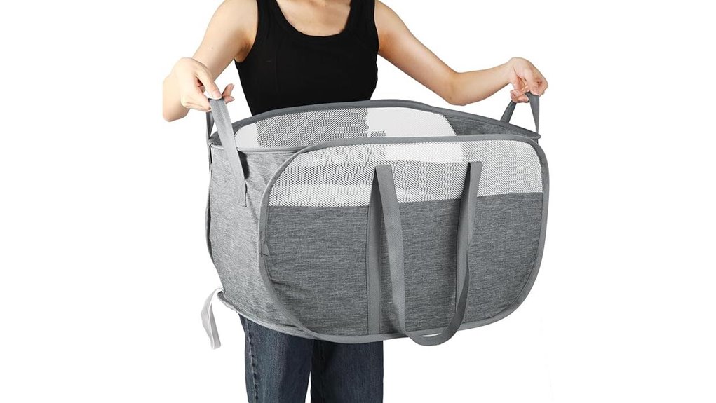 grey collapsible tear proof laundry basket