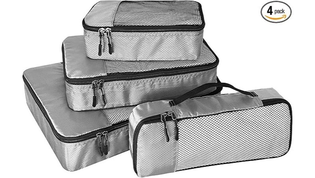 grey four piece packing cubes
