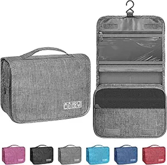 grey hanging waterproof toiletry bag