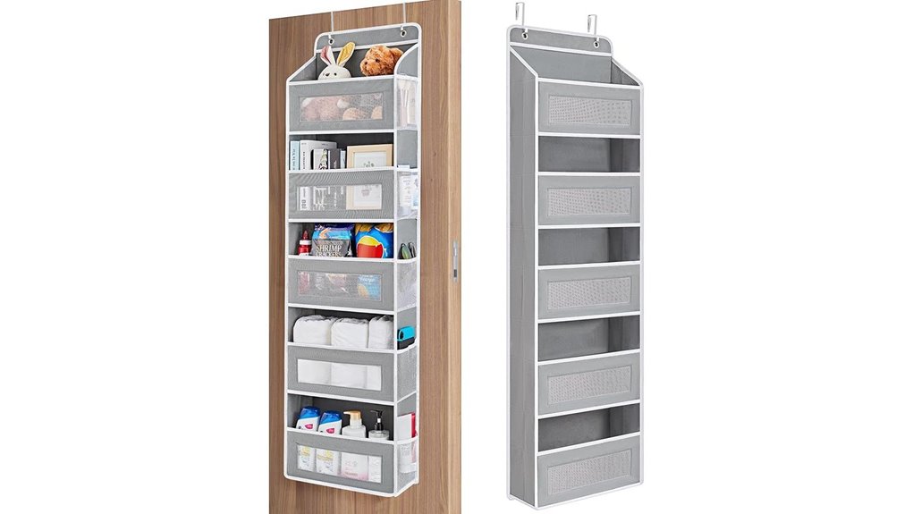 grey over door five shelf organizer