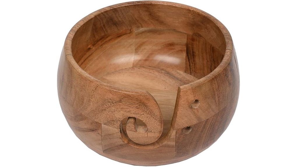handmade acacia wood yarn bowl