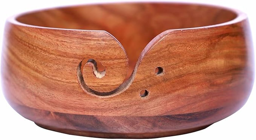 handmade rosewood yarn bowl