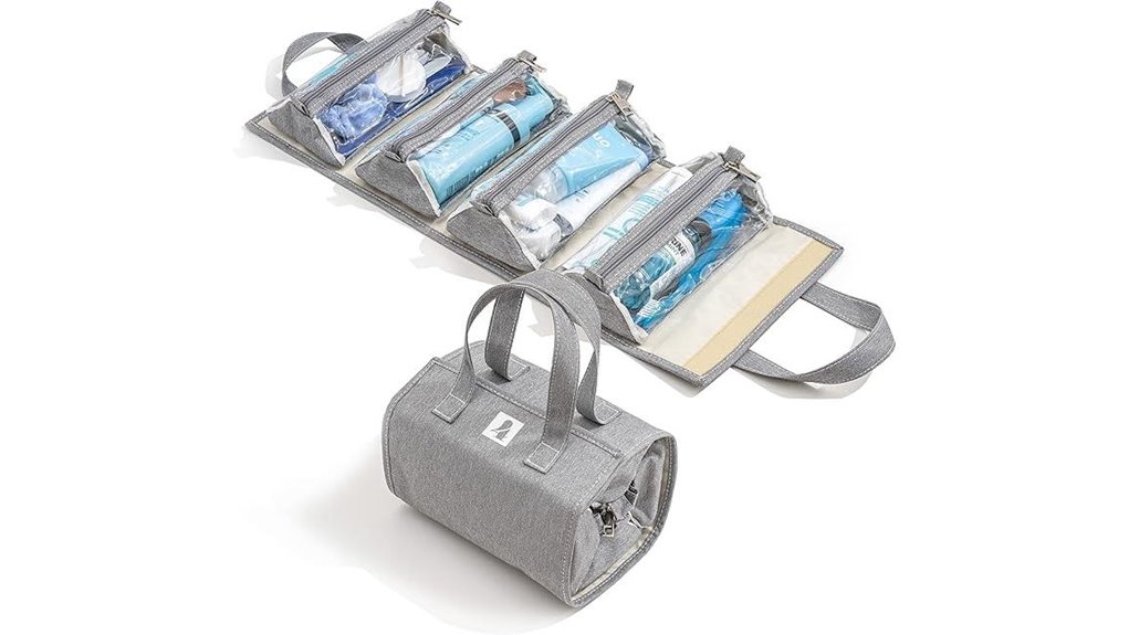 hanging roll up toiletry organizer