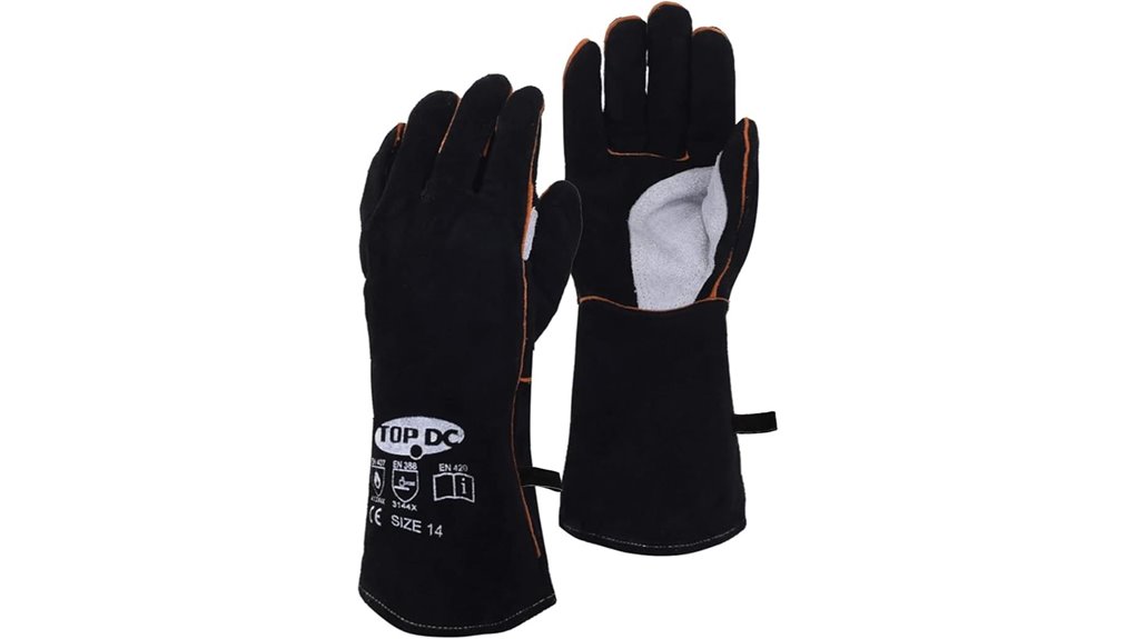 heat resistant leather fireplace gloves