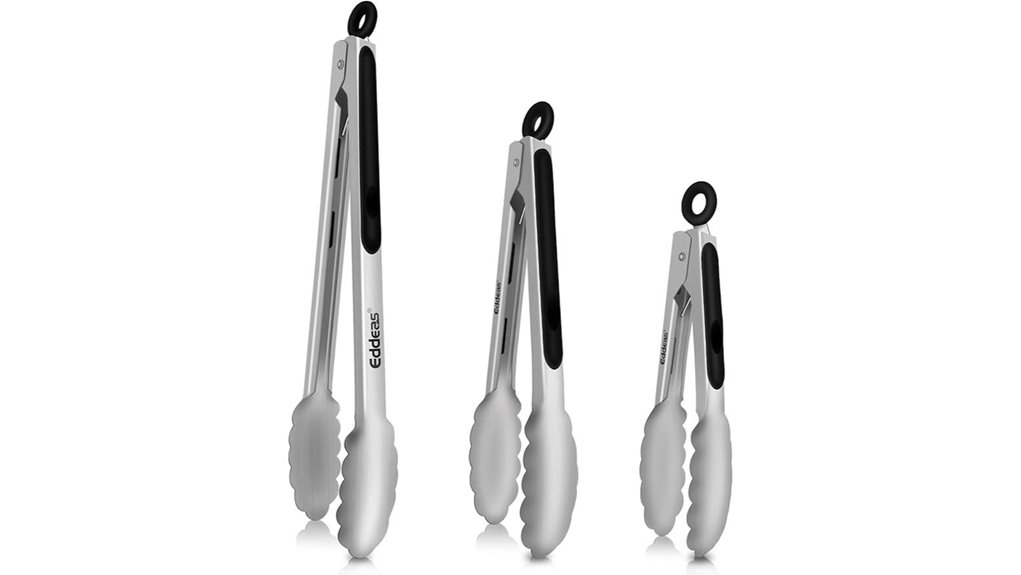 heat resistant three piece stainless tongs