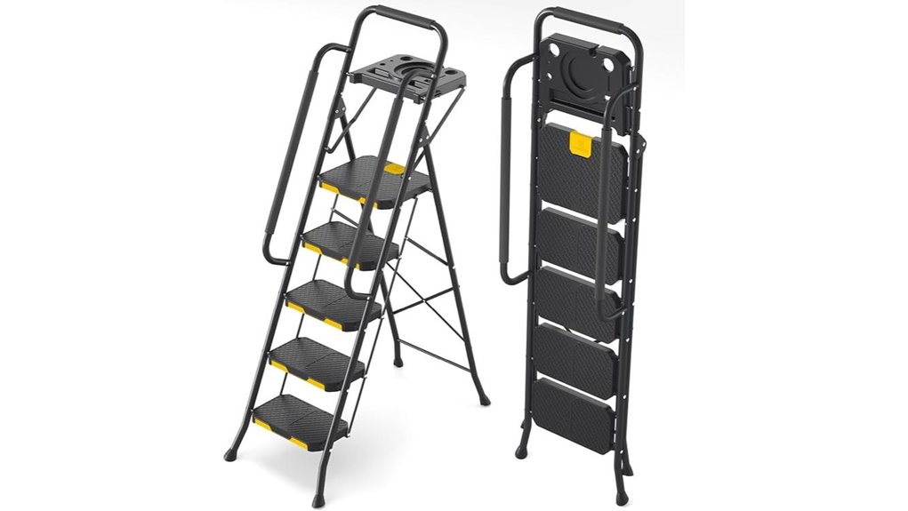 heavy duty five step folding ladder