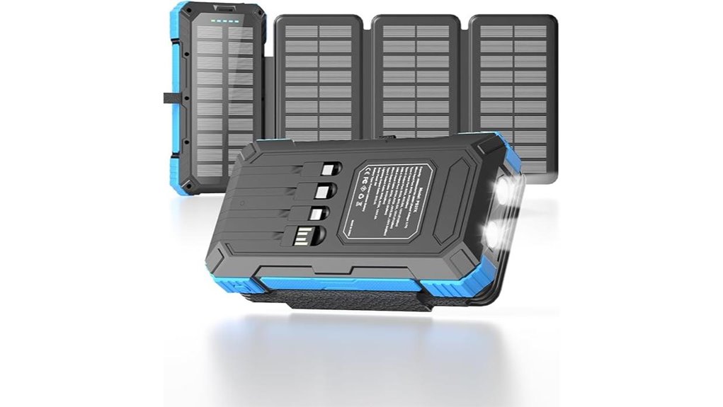 high capacity solar powerbank with built in c bles