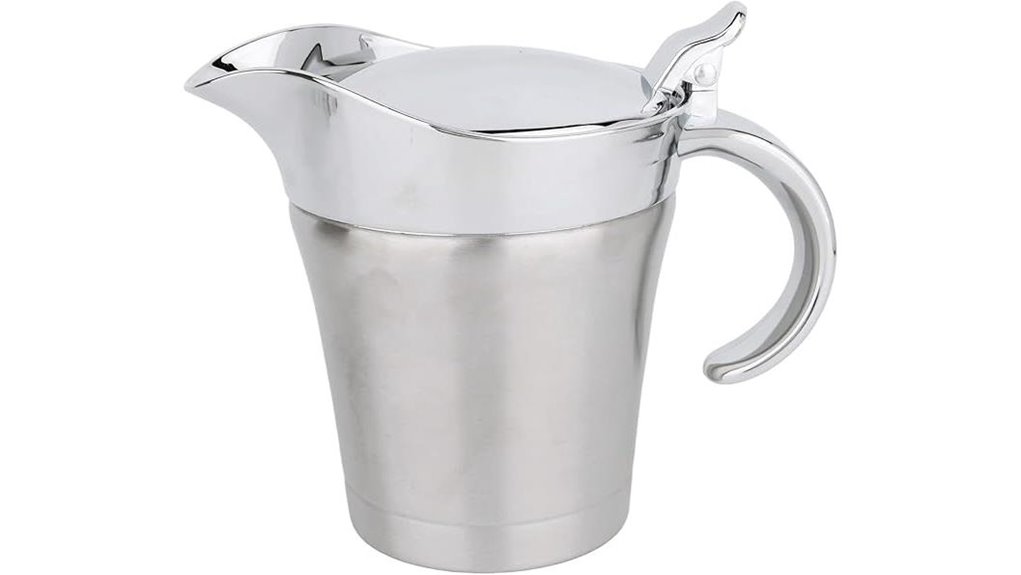 hinged lid insulated stainless gravyboat