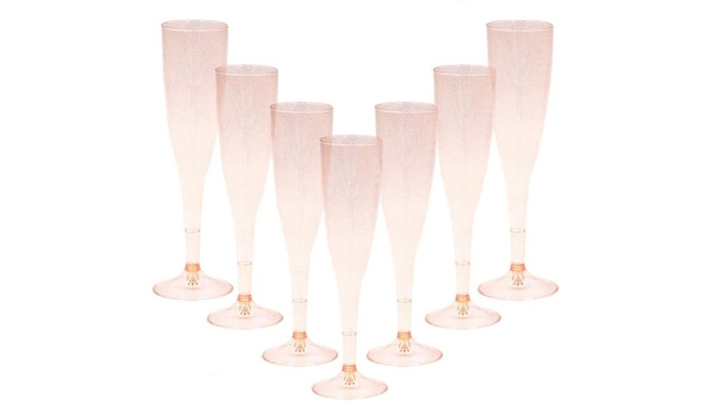 homy feel rose gold glitter champagne flutes