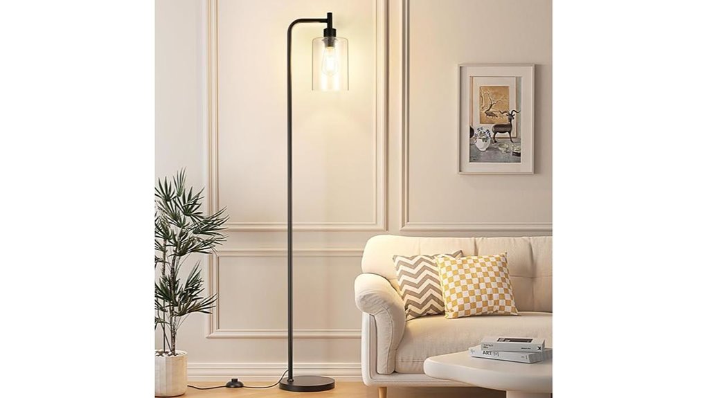industrial black glass shaded floorlamp