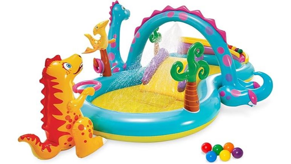 inflatable dinosaur themed kiddie pool