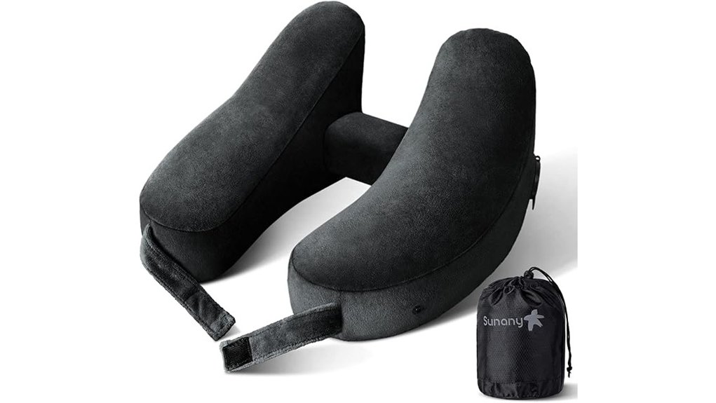 inflatable velour travel neck pillow
