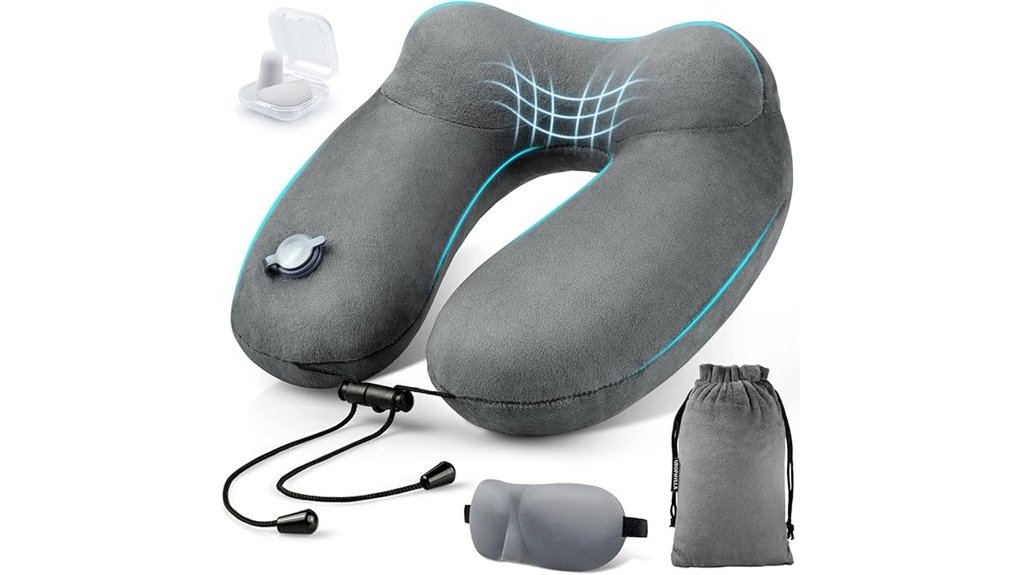 inflatable velvet travel neck pillow