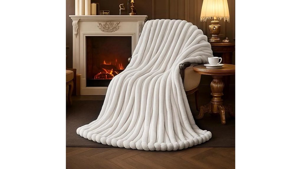 ivory 60 x80 faux fur throw