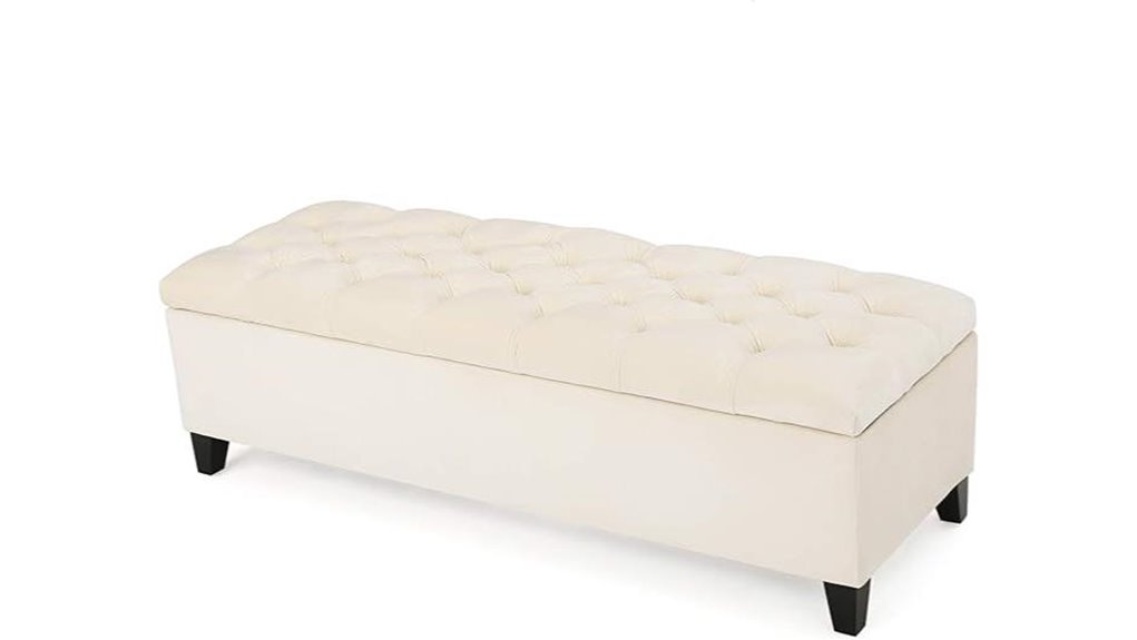 ivory ottilie velvet storage ottoman