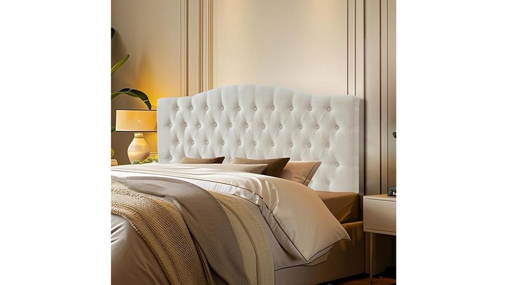 ivory tufted linen headboard