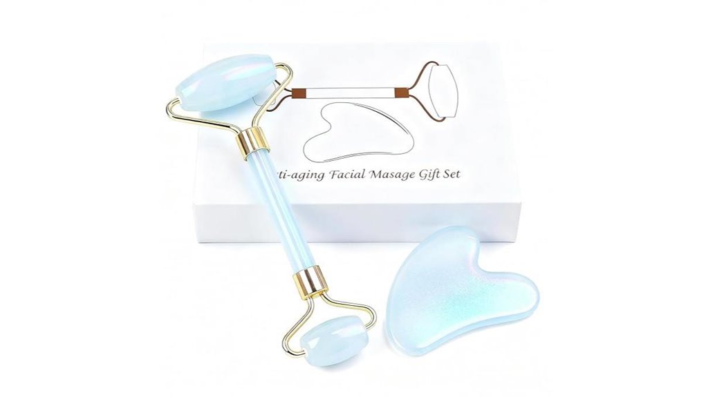 jade rose quartz aventurine facial tools