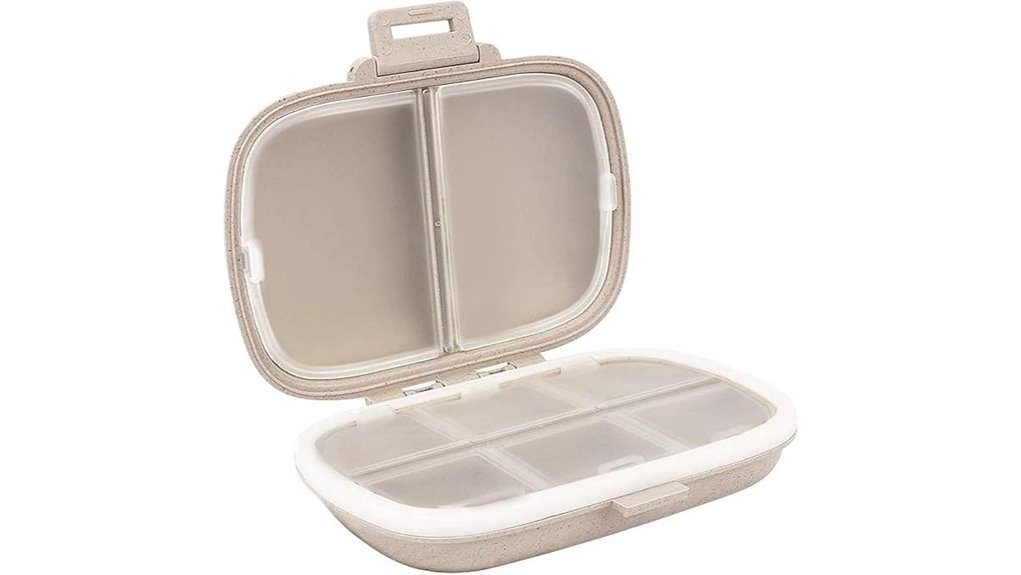 khaki 8 compartment portable pillbox