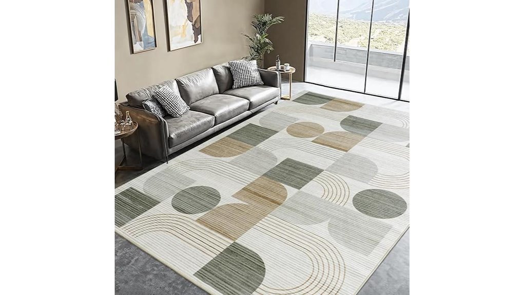 large beige geometric rug