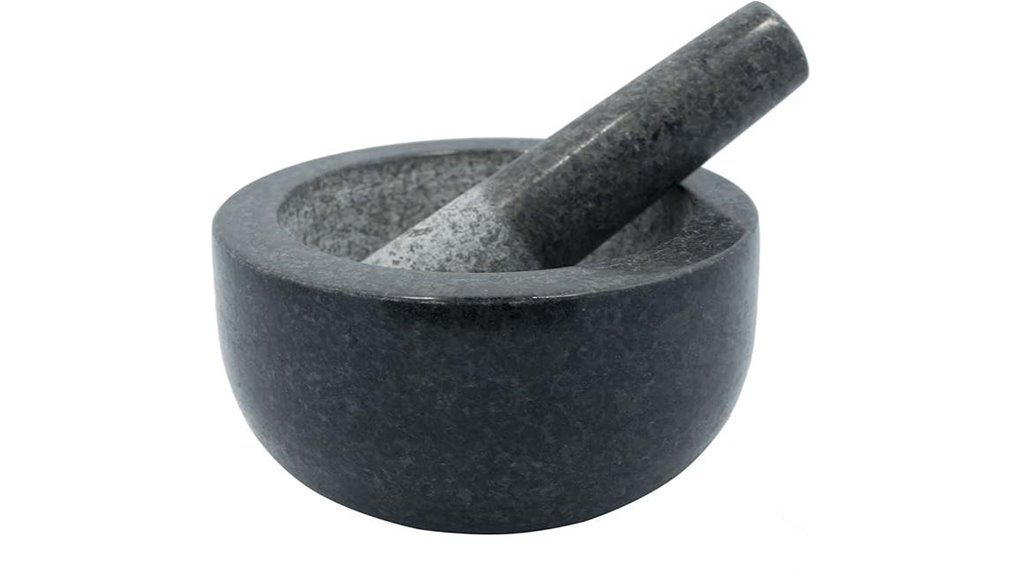 large black granite mortar