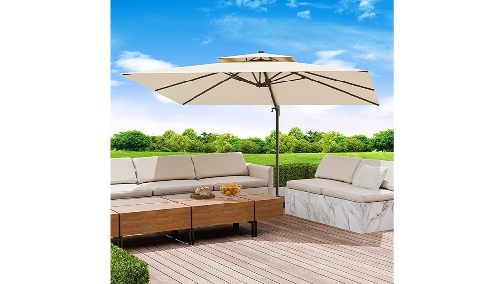 large cantilever rectangular beige umbrella