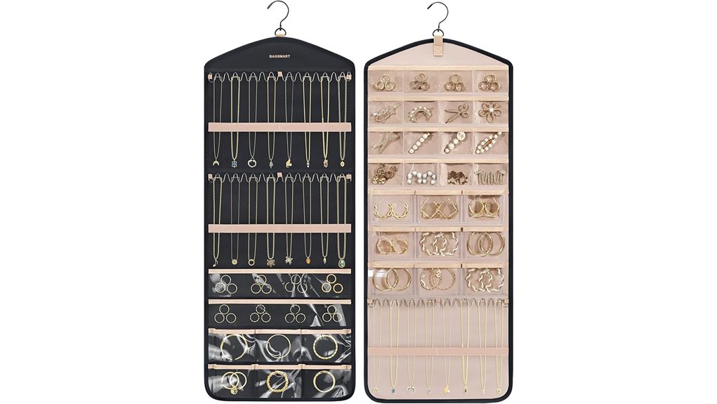 large double sided hanging jewelry organizer