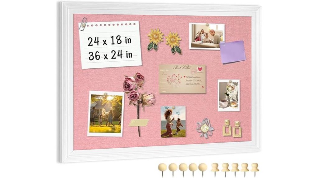 large pink linen cork bulletin
