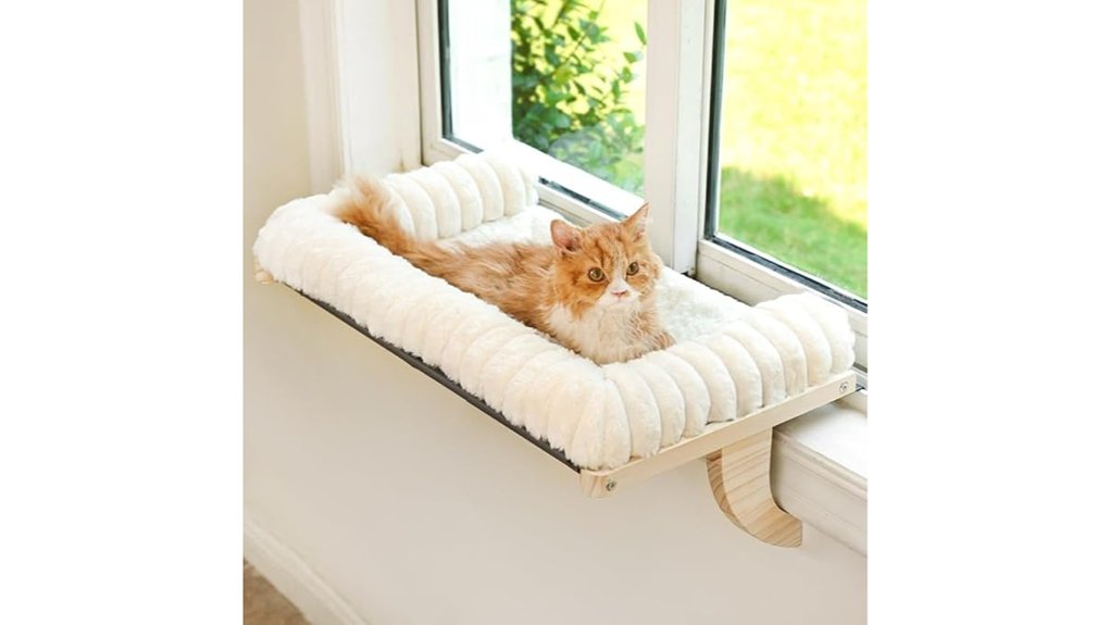 large white cushioned cat perch