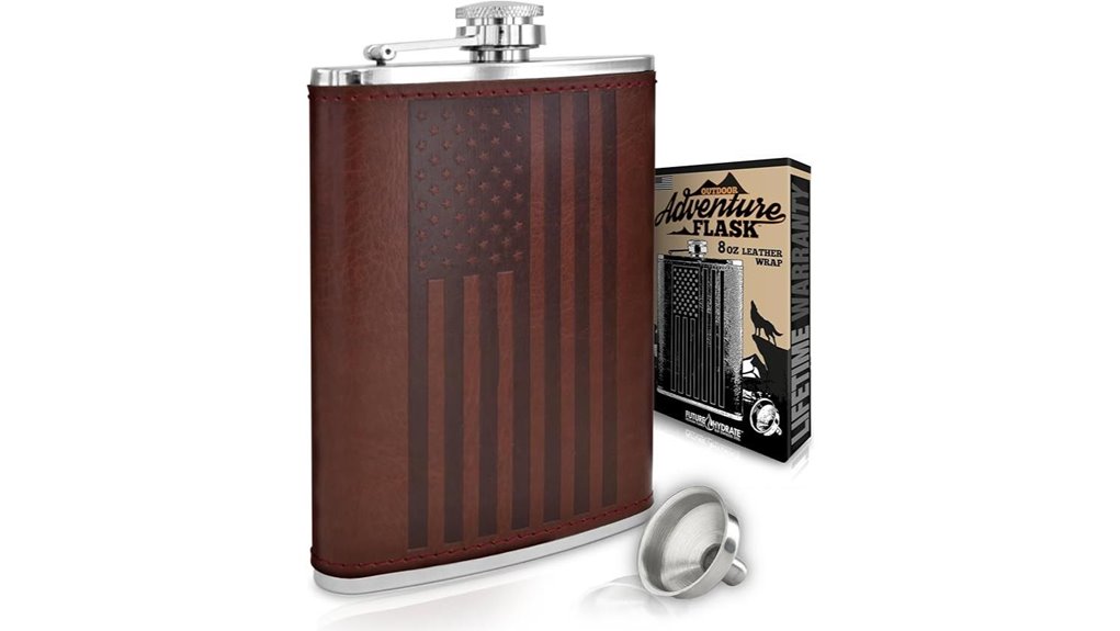 leather american flag flask