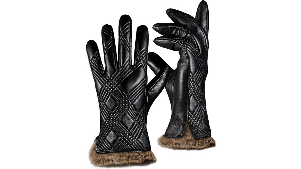 leather touchscreen gloves with cashmere