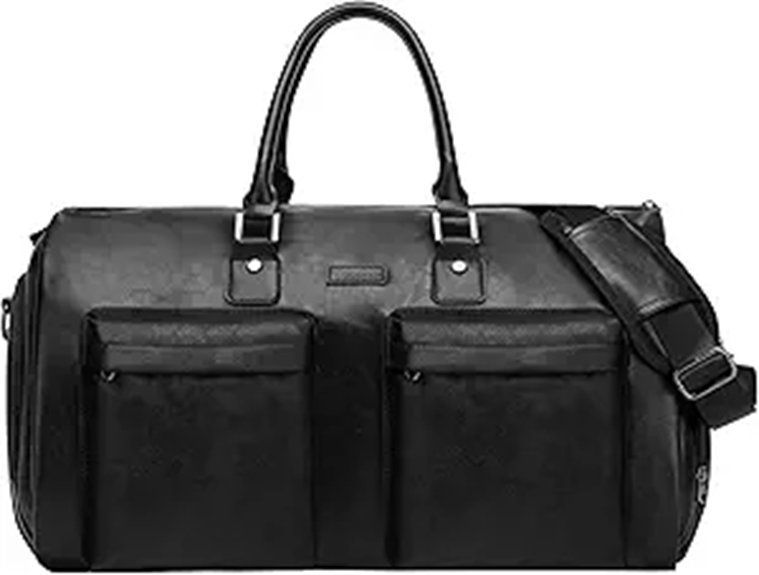 leather travel garment bag with strap