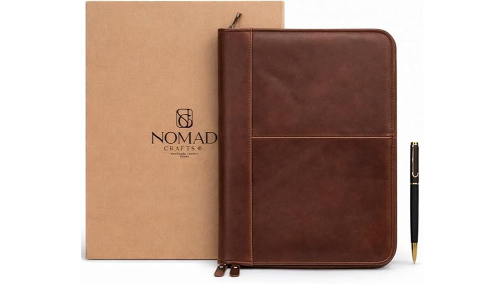 leather zipper business padfolio