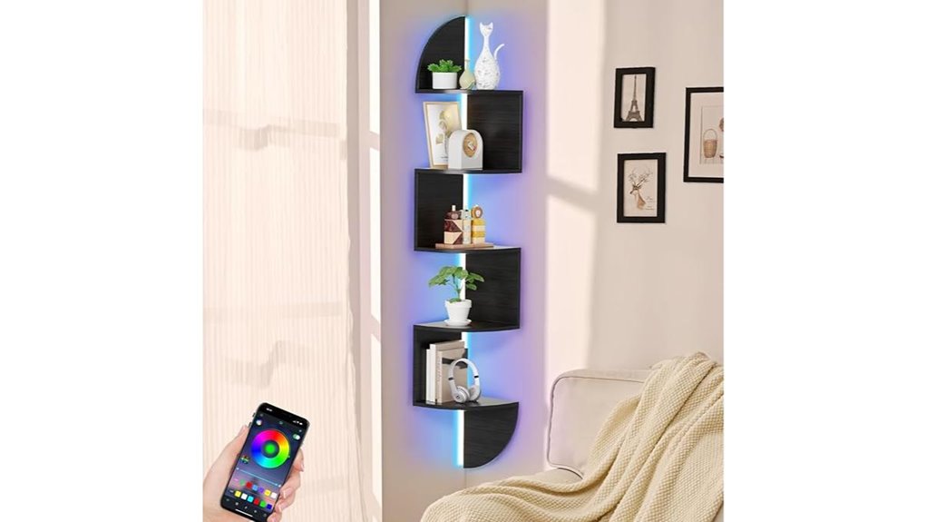 led corner floating shelf