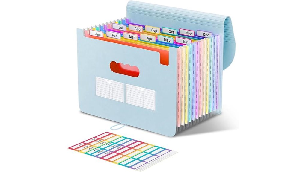 light blue 12 pocket accordion organizer